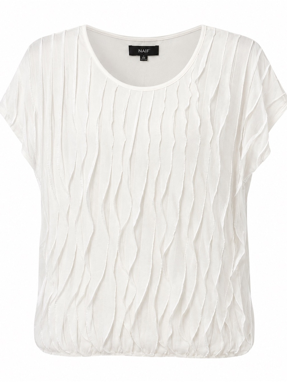 Naïf Womens White Textured Short Sleeve Top Size L